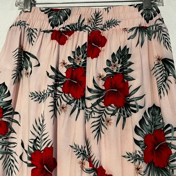 Guess High Waisted Wide Leg Belted Palazzo Pants Pink Floral Print Size Large - Picture 11 of 13